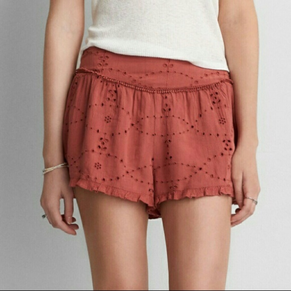 American Eagle Rust eyelet soft shorts large